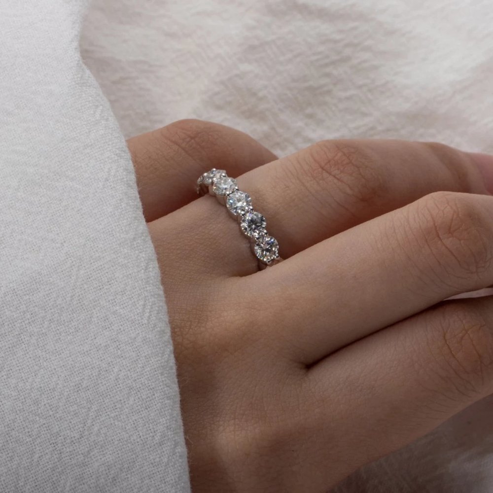 #Certified 4~5ct. t.w. Moissanite Diamond Full Eternity Band Ring NEW - Picture 4 of 16